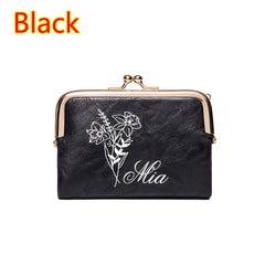 Personalized Floral Name Wallet for Women Custom Birth Month & Name