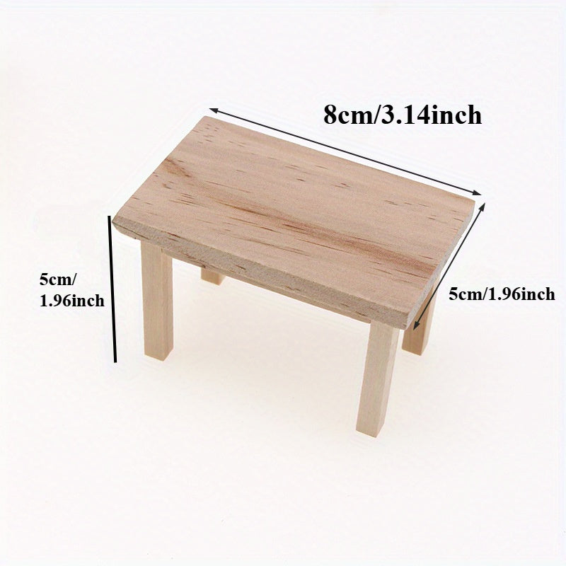 1:12 Dollhouse Mini Wooden Long Table Shooting Props Furniture Scenes