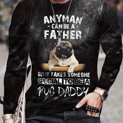 Dog Print Men's Graphic Round Neck Sweatshirt Loose Pullover