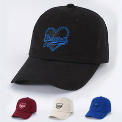 Vintage Heart Embroidery Baseball Cap Unisex Couple Sun Hat