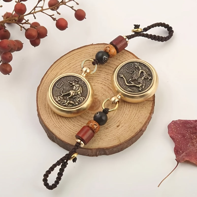 Chinese Zodiac Copper Coin Pendant Keychain Year Pendants