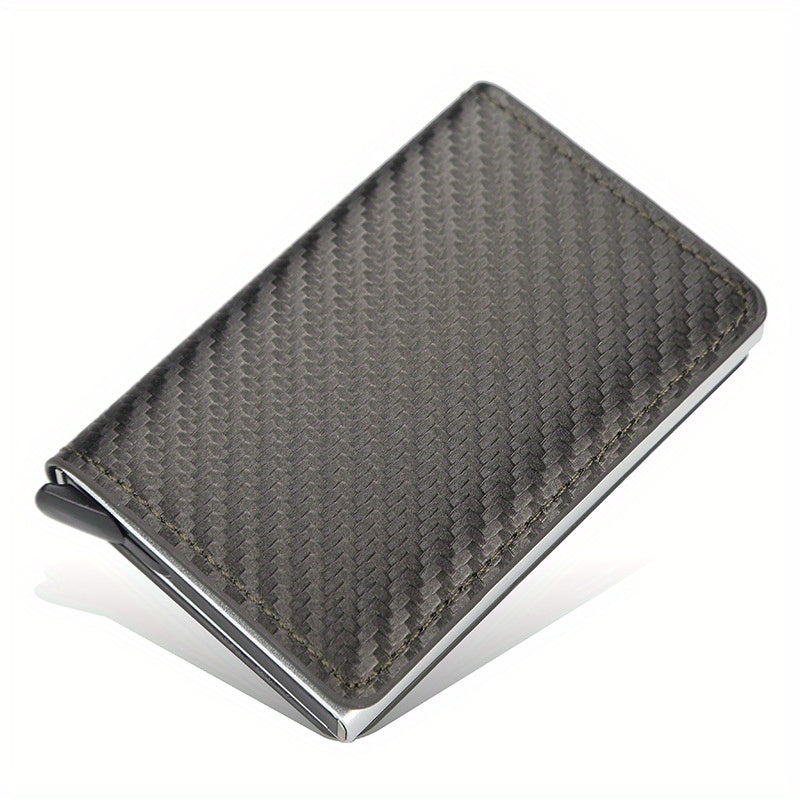 Carbon Fiber Credit Card Holder Wallet Rfid Metal Thin Slim Pop Up Minimalist
