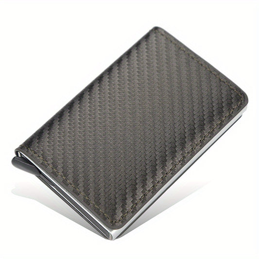 Carbon Fiber Credit Card Holder Wallet Rfid Metal Thin Slim Pop Up Minimalist