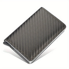Carbon Fiber Credit Card Holder Wallet Rfid Metal Thin Slim Pop Up Minimalist