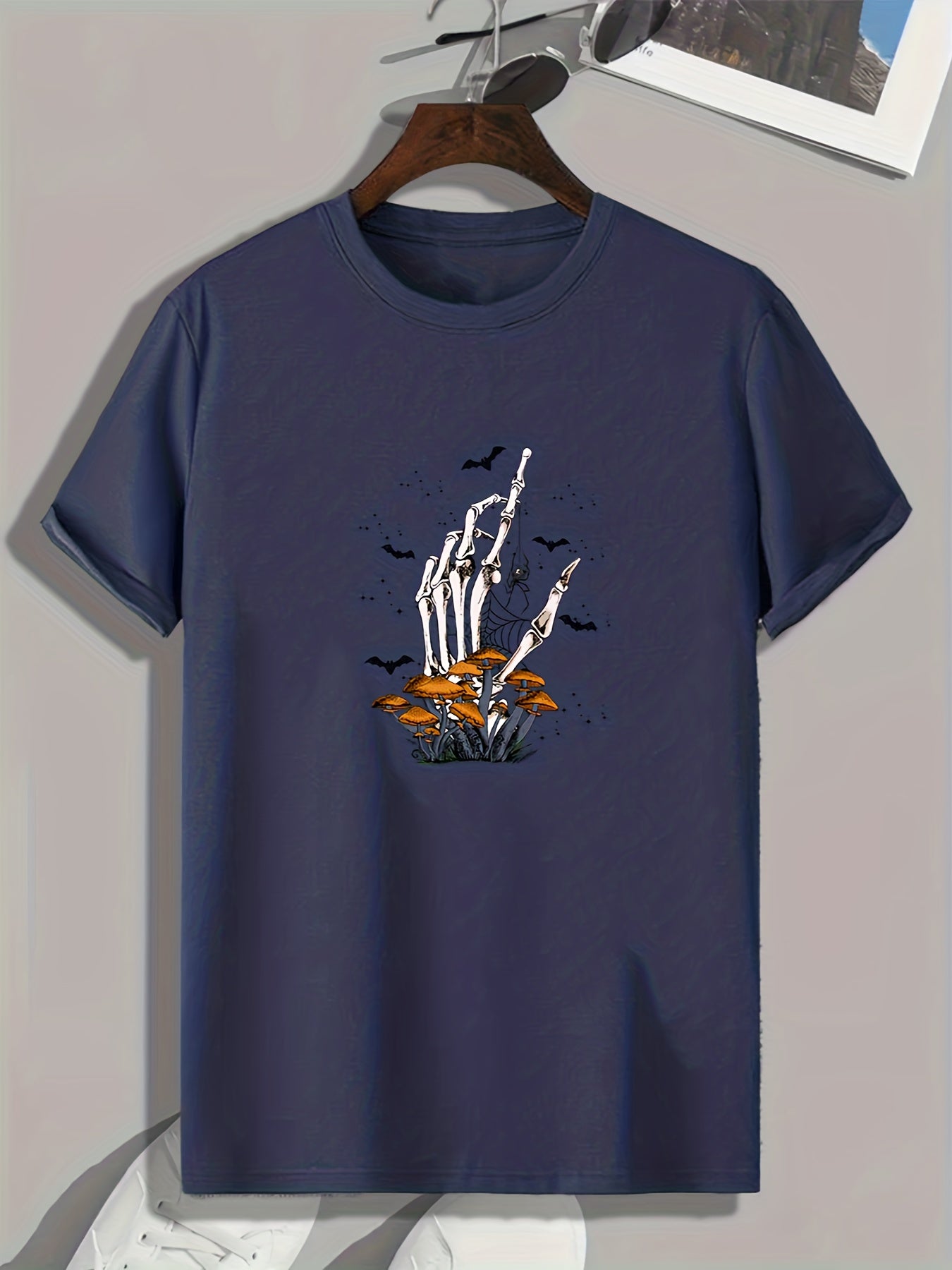 Skull & Mushroom Pattern T shirt - Men's Short Sleeve Top