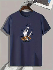 Skull & Mushroom Pattern T shirt - Men's Short Sleeve Top