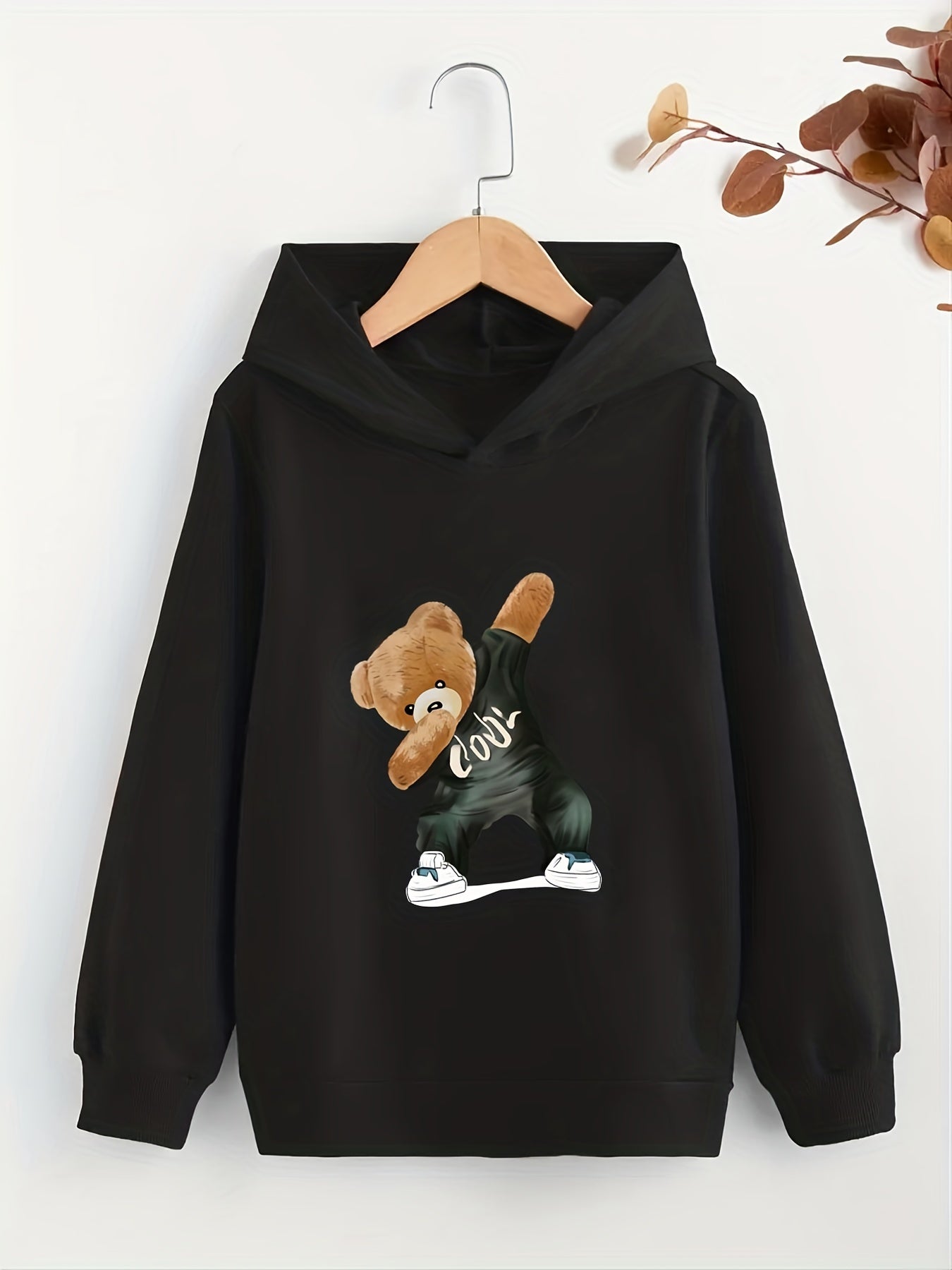 Teddy Bear Print Hoodie Boy's Casual Graphic Pullover Hoodie