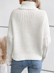 Casual Sweater Women's Plus Solid Turtleneck Knitted Pullover