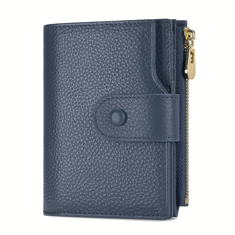 Women's Leather Bi-Fold Wallet with Zippered Coin Pocket