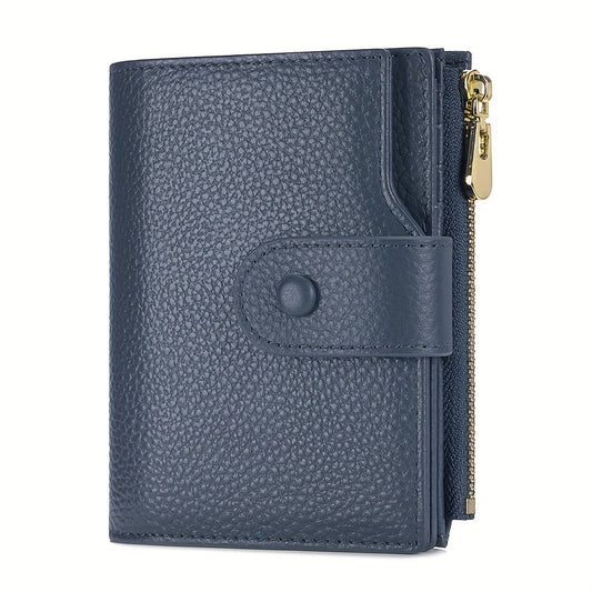 Women's Leather Bi-Fold Wallet with Zippered Coin Pocket