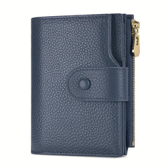 Women's Leather Bi-Fold Wallet with Zippered Coin Pocket