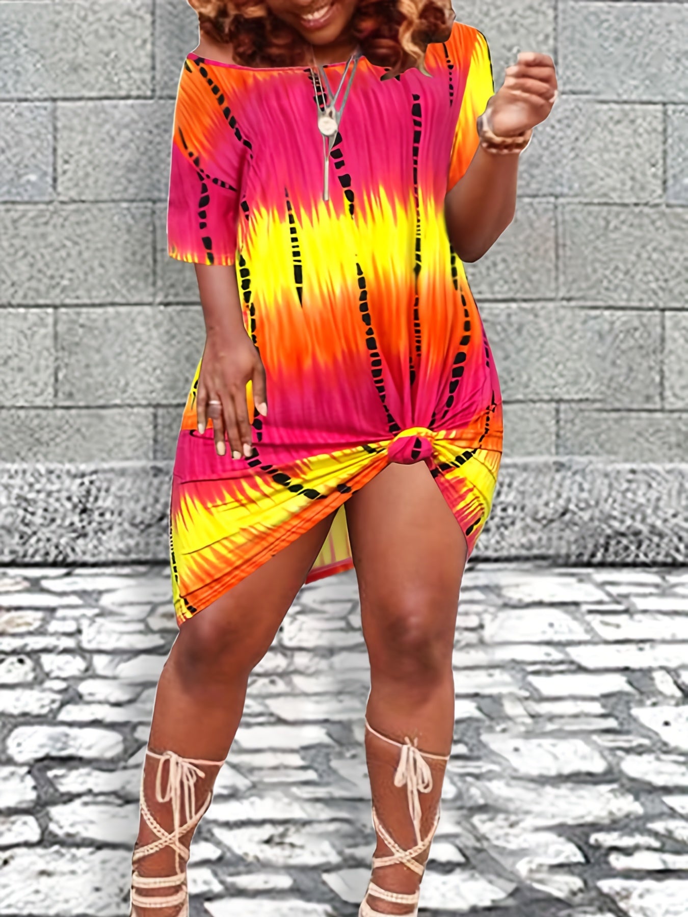 Casual Dress Women's Plus Tie Dye Tee Dress