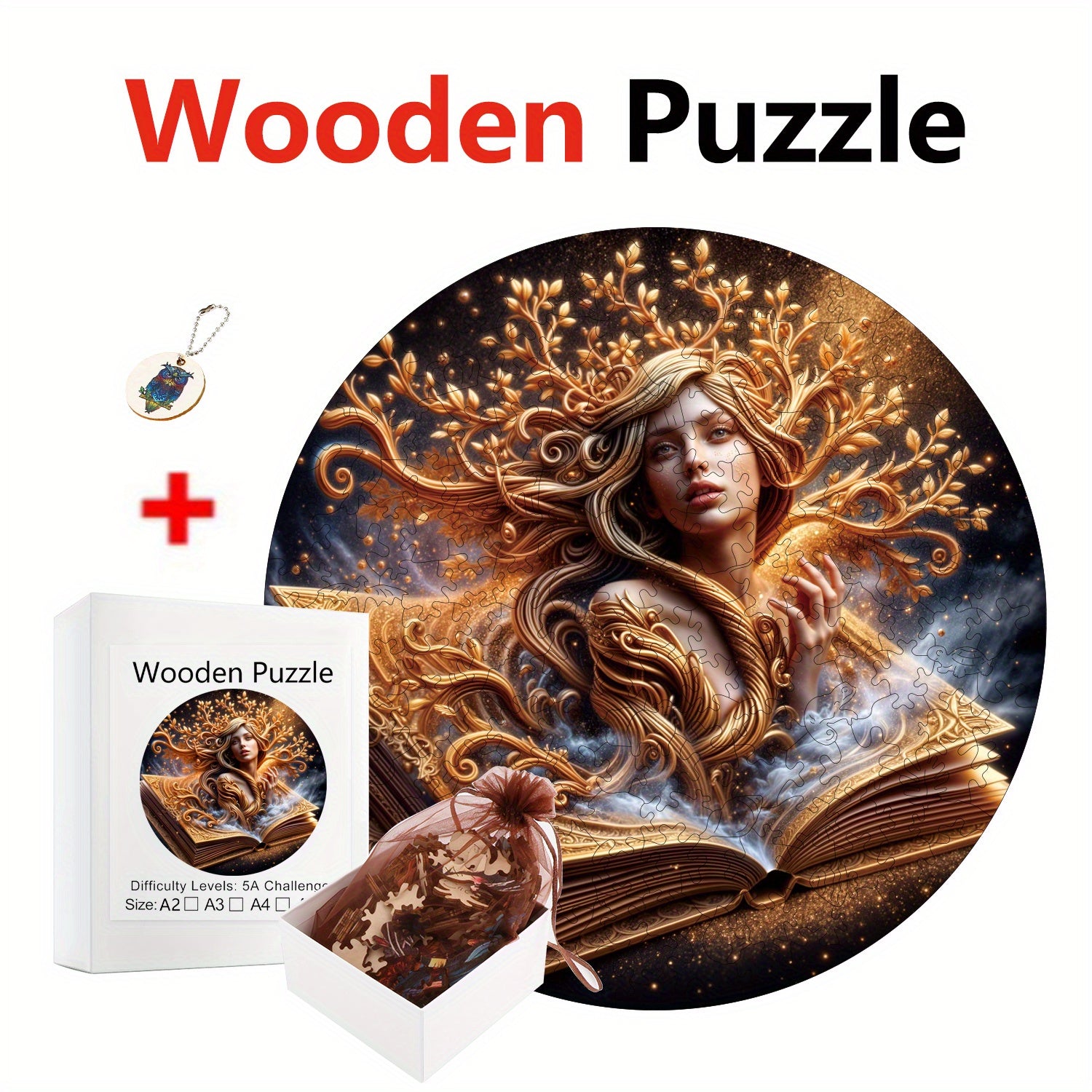 Round Wooden Puzzle The Beauty in the Book Ideal Gift for 3 Birthdays Festivals