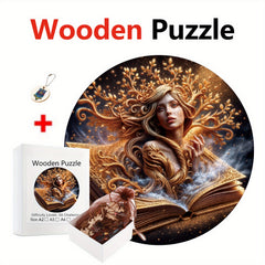 Round Wooden Puzzle The Beauty in the Book Ideal Gift for 3 Birthdays Festivals