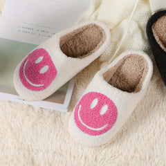 Women's Smile Face Plush Slippers Warm & Cozy Fuzzy Shoes