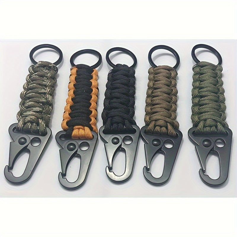 2pcs Zinc Alloy Camping Hook Keychain with Survival Cord String