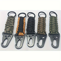 2pcs Zinc Alloy Camping Hook Keychain with Survival Cord String