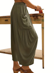 Pleated Pocket Wide Leg Pants for Women
