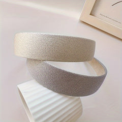 Classic Wide Brim Glitter Hair Band Beige & Gray