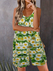 Daisy Spaghetti Strap Jumpsuit Sleeveless Short Length Women's Clothing