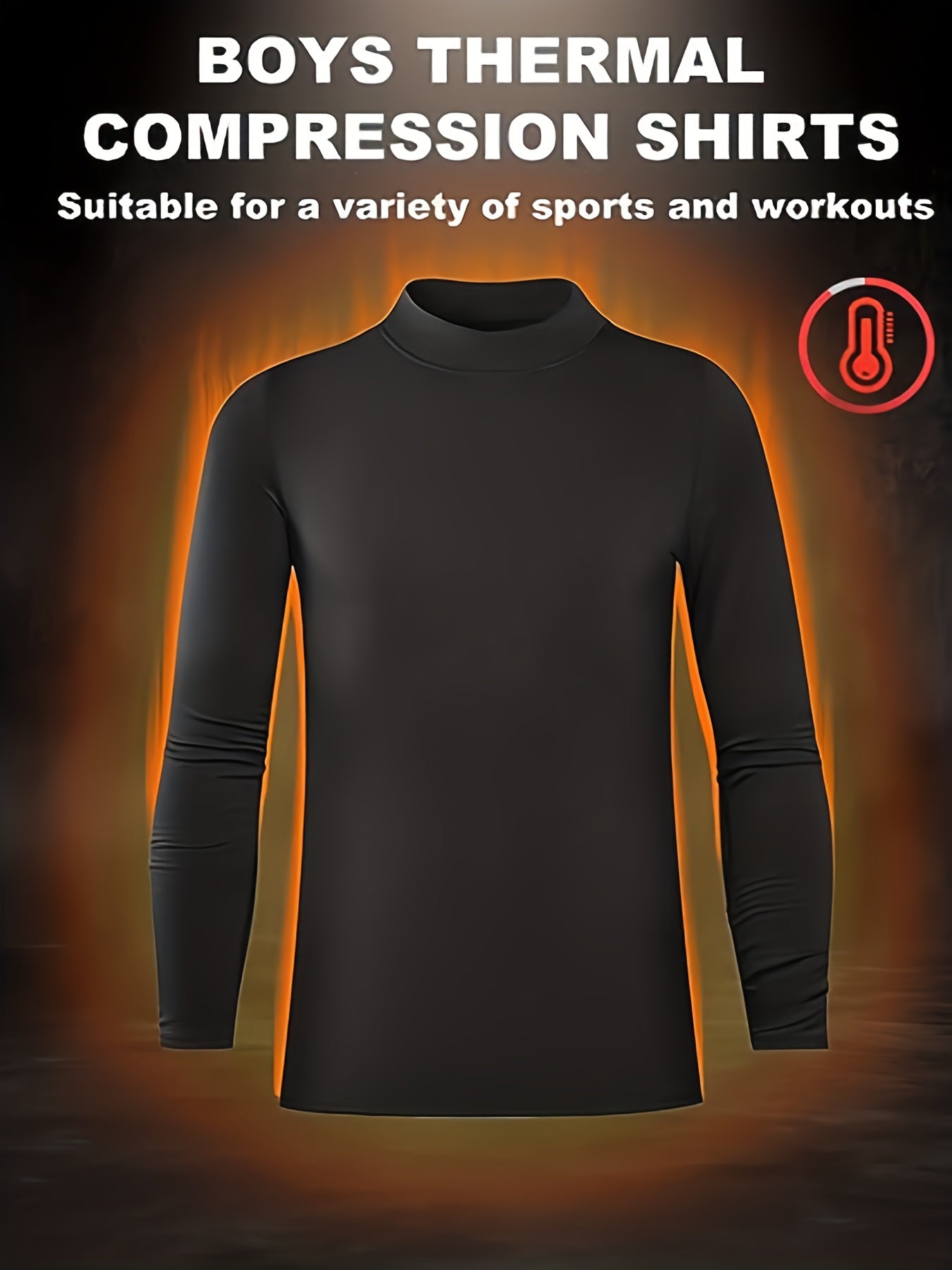3pcs Kids' Warm Compression Shirt Mock Neck Top Long Sleeve Athletic Bottom