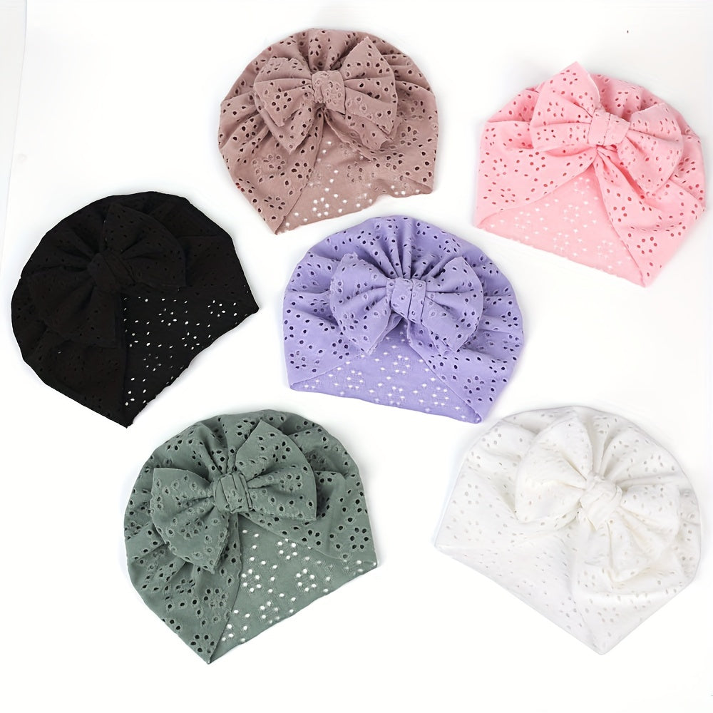 Lace Hollow Out Bow Decor Cap for Baby Girls Photography Props