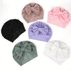 Lace Hollow Out Bow Decor Cap for Baby Girls Photography Props