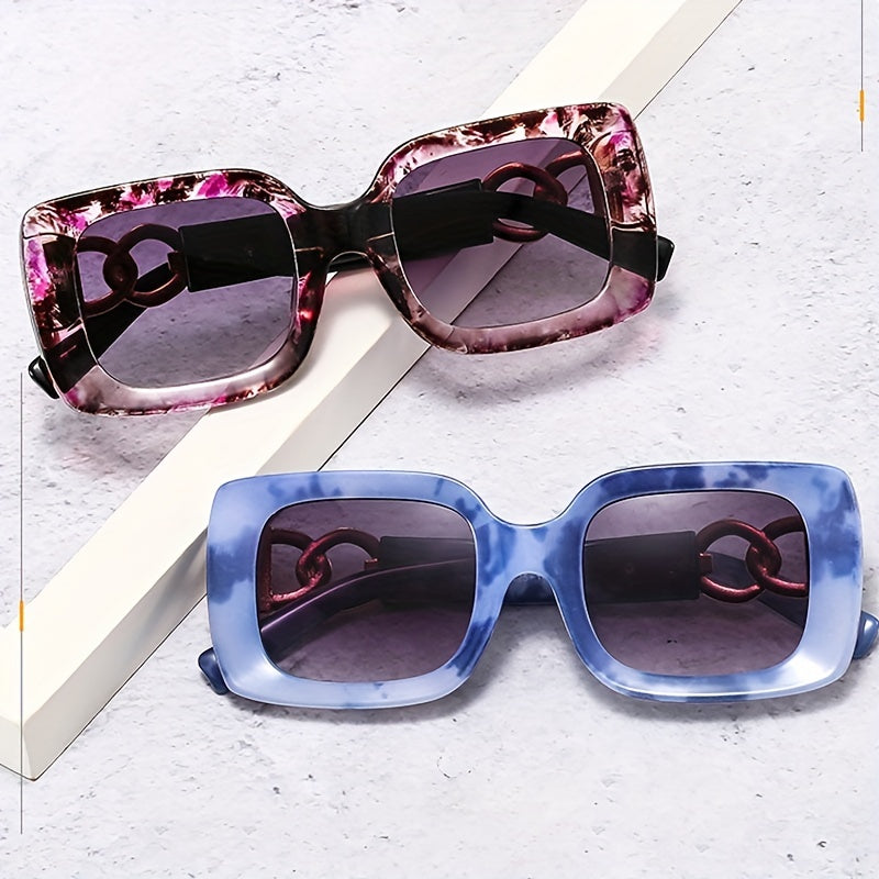 Y2K Square Sunglasses Men Women Tortoiseshell Gradient Anti Glare UV400