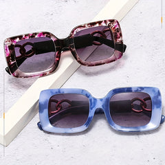 Vintage Square Frame Sunglasses Gradient Lens Glasses UV400