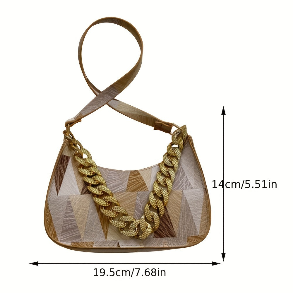 Colorful Triangle Geometric Print Shoulder Bag
