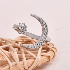 2pcs Girls Moon Watch & Ring Set Moon Shaped Accessory
