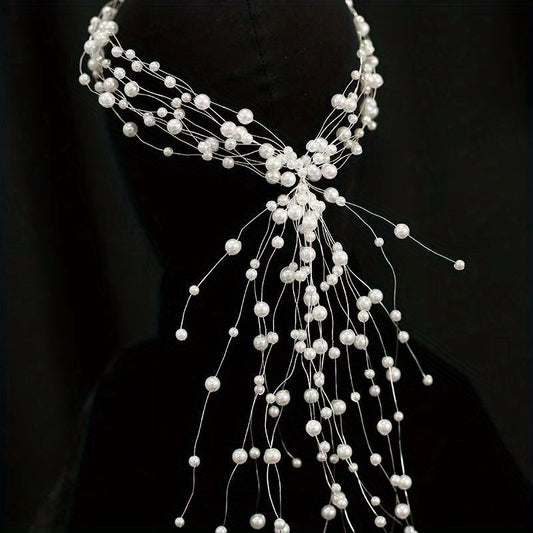 Bridal Faux Pearl Headdress Beaded Hairband Wedding Dress Accessories