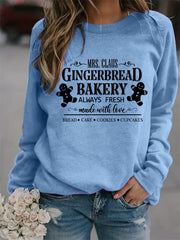Gingerbread Bakery Sweatshirt Long Sleeve Crew Neck Women's Clothing