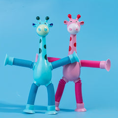 4pcs Giraffe Telescopic Suction Toys Deformed Giraffe Cartoon Telescopic Toys