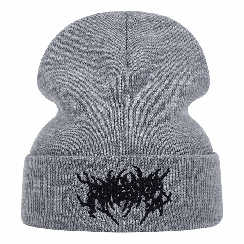 Winter Embroidered Knitted Beanie Wool Hat Ski Beret Adult Beanies