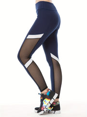 Stylish High Waist Mesh Stripe Leggings for Women