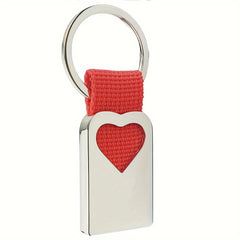 Heart Shape Metal Keychain with Woven Tape - Creative Keychain