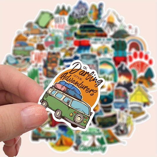 50pcs Outdoor Camping Sticker Waterproof Vinyl Sticker Pack for Teens