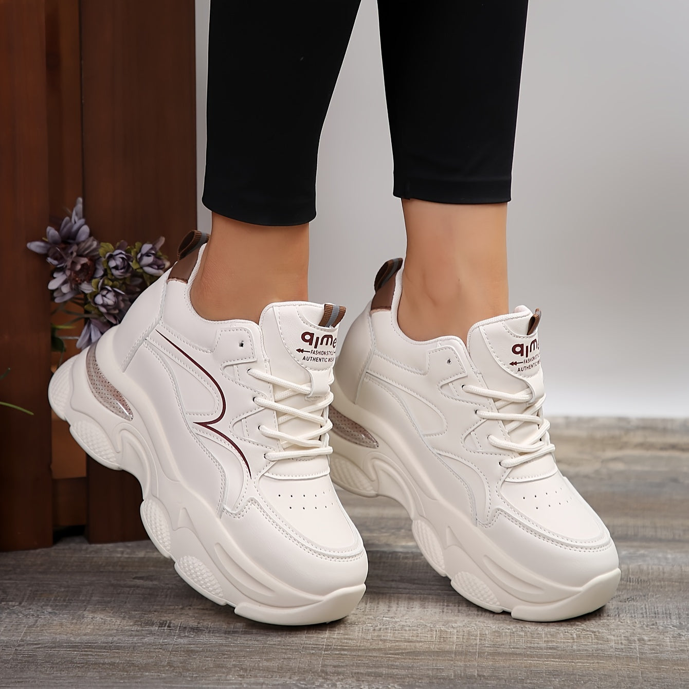 Women's Waterproof Platform Sneakers Round Toe Casual Sports Shoes