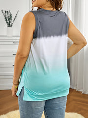 Colorblock Ombre Round Neck Tank Top