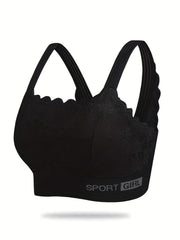 Scallop Trim Wireless Bra, Breathable Lace Lingerie