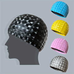 Adult Swimming Cap Soft & Comfortable with Checkered Pattern