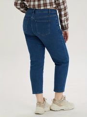 Casual Jeans Women's Plus Solid Button Fly Tapered Leg Jeans