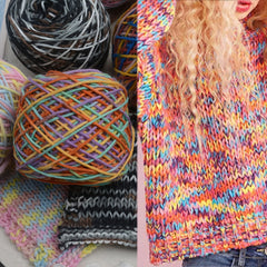 Rainbow Dyed Thick Wool Ball for Crocheting - 30% Wool 70% Acrylic