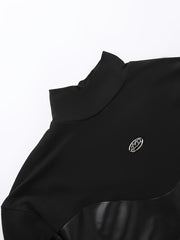 Turtleneck Faux Leather Long Sleeve Bodycon Bodysuit