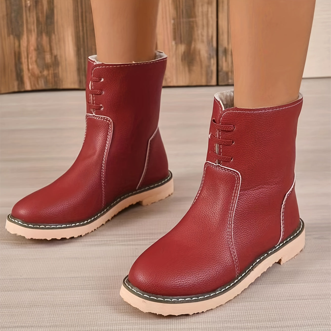 Women's Non Slip Medium Tube Snow Boots Warm Thick Bottom Shoes