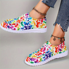 Colorful Butterfly Print Low Top Sneakers Lightweight Casual Shoes