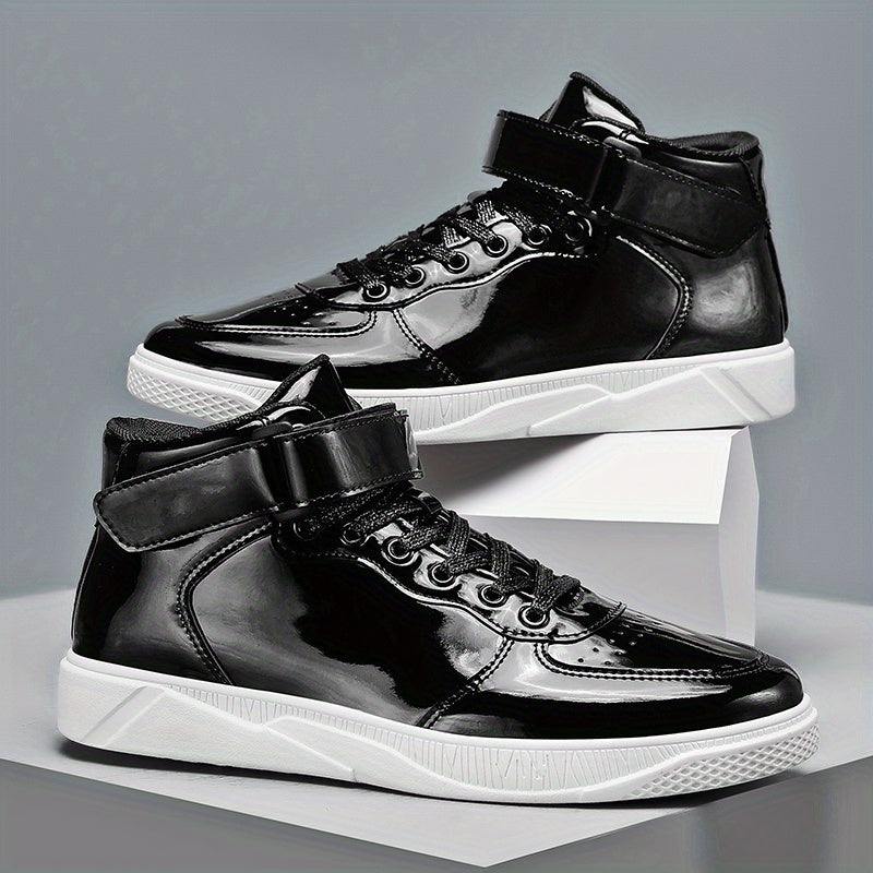 Men's High Top Lace-up Sneakers with Hook and Loop Fastener