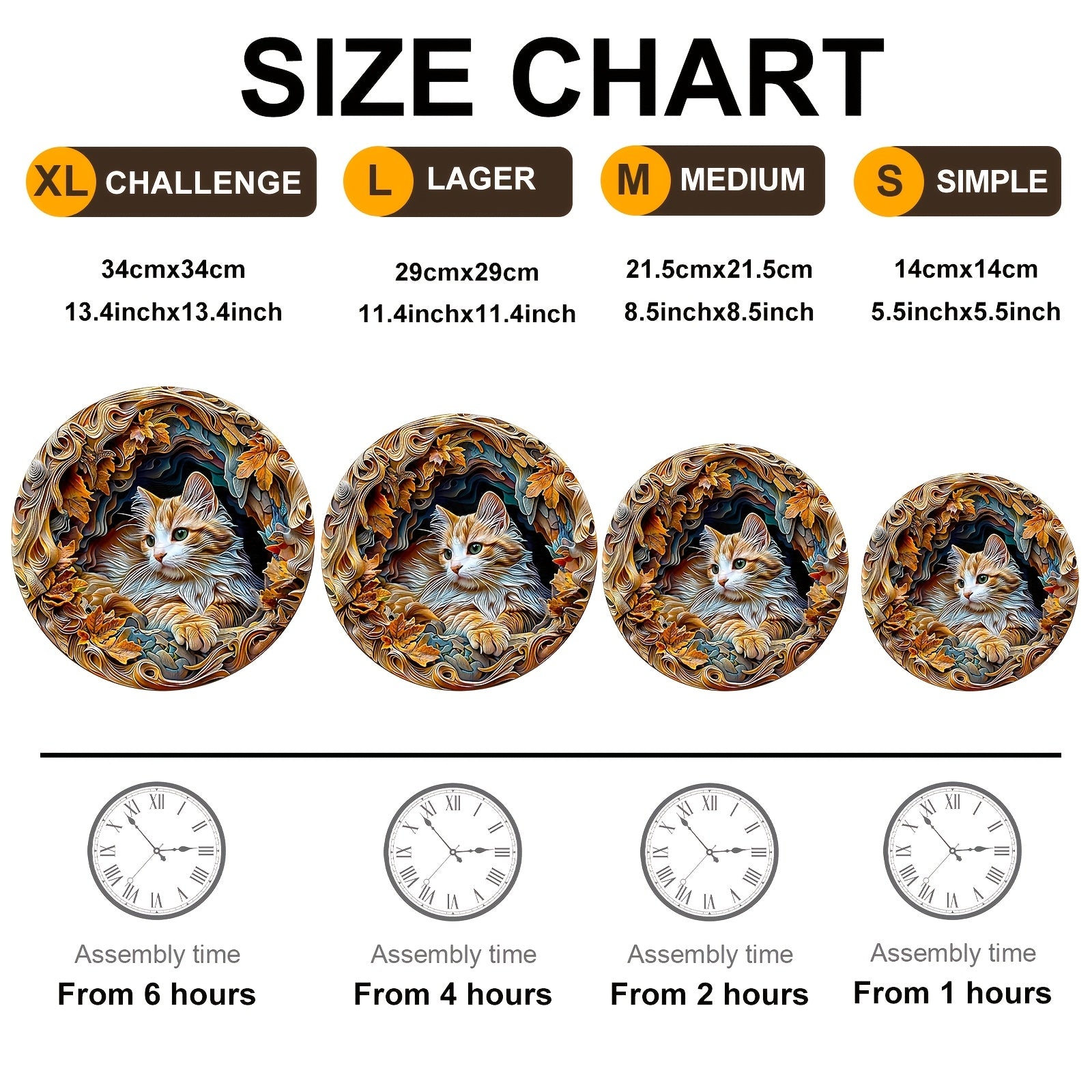 Cat Shaped Wooden Jigsaw Puzzle with Autumn Leaves Art