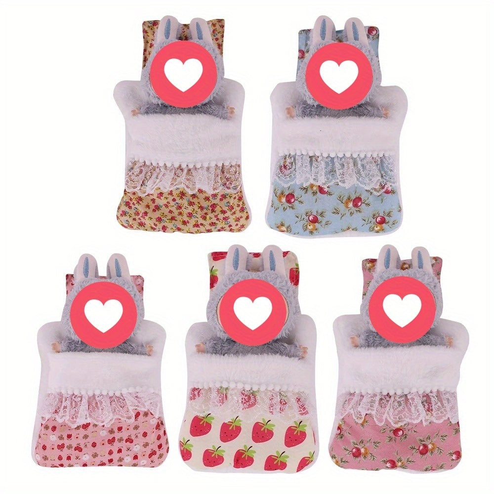 2pcs Dollhouse Sleeping Bag Set with Fabric Bags and Pillows